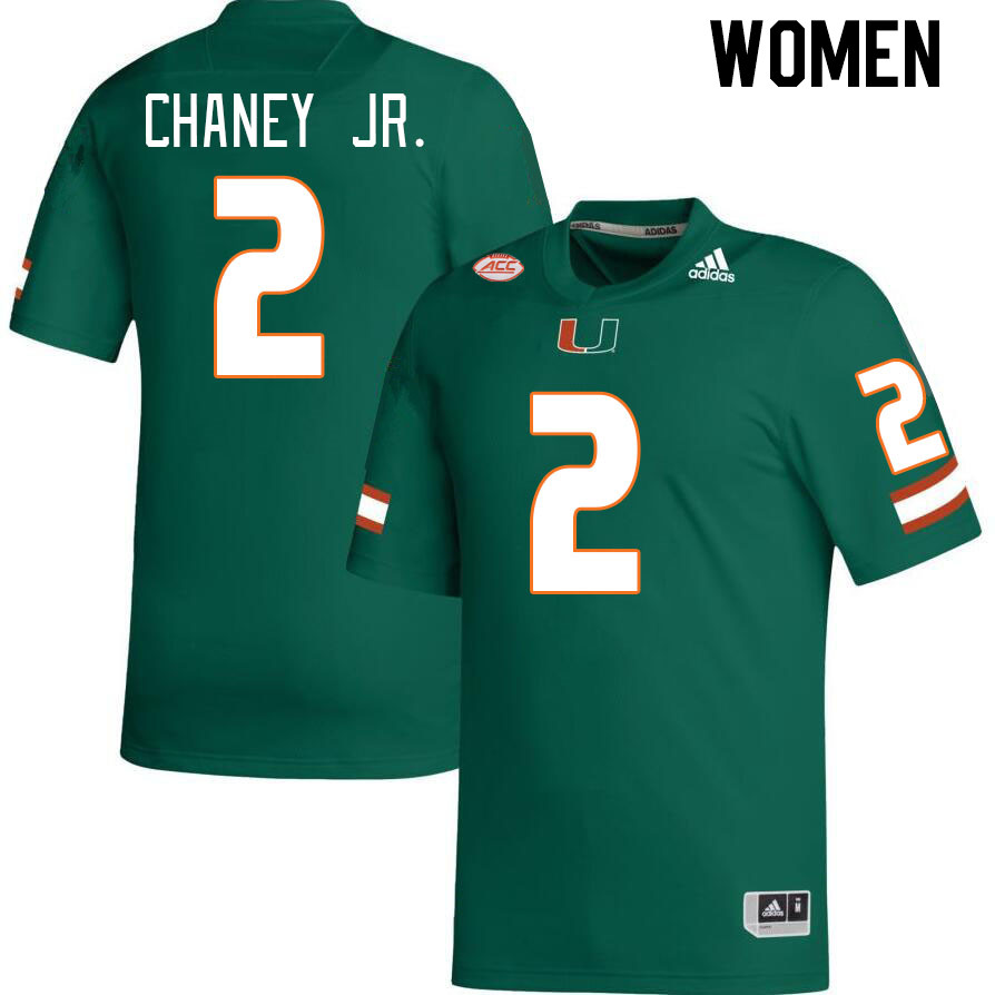Women #2 Donald Chaney Jr. Miami Hurricanes College Football Jerseys Stitched-Green - Click Image to Close